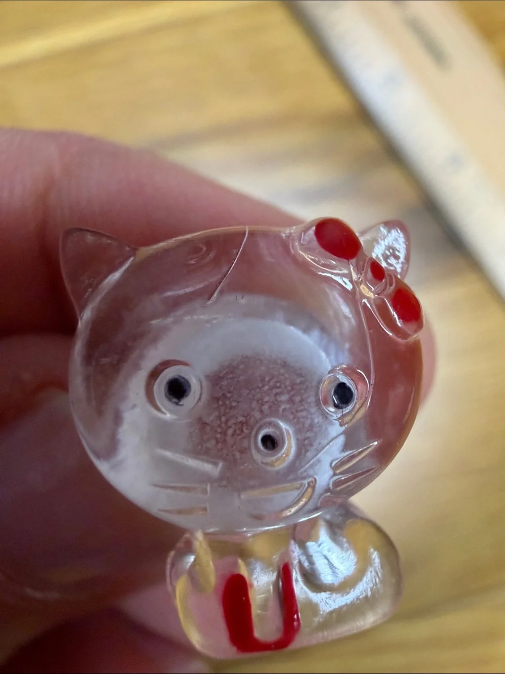 Vintage Hello Kitty Sanrio Clear Plastic Ponytail Holder Hair Tie Red Elastic